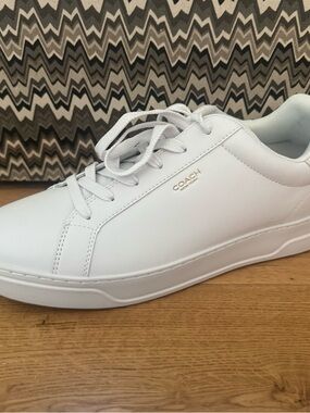 COACH MENS OPTIC WHITE HIGH LINE SNEAKERS SHOES SIZE 12
